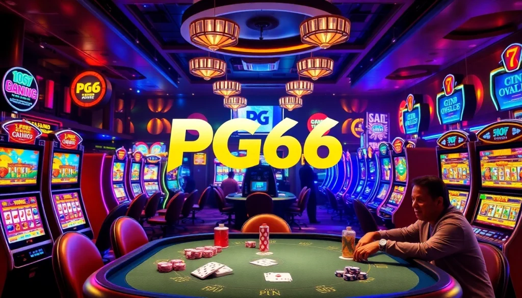 Players enjoying a thrilling casino experience with PG66 slot machines and poker games.