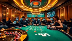 Experience the thrill of nhà cái c168 with blackjack, poker chips, and roulette in a luxurious casino setting.