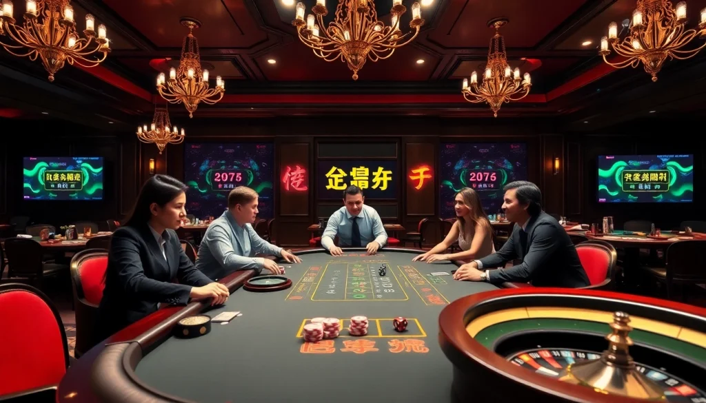 Experience the thrill of gambling with a vibrant casino scene showcasing 링크모음, poker tables, and roulette wheels.