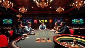 Experience the thrill of gambling with a vibrant casino scene showcasing 링크모음, poker tables, and roulette wheels.