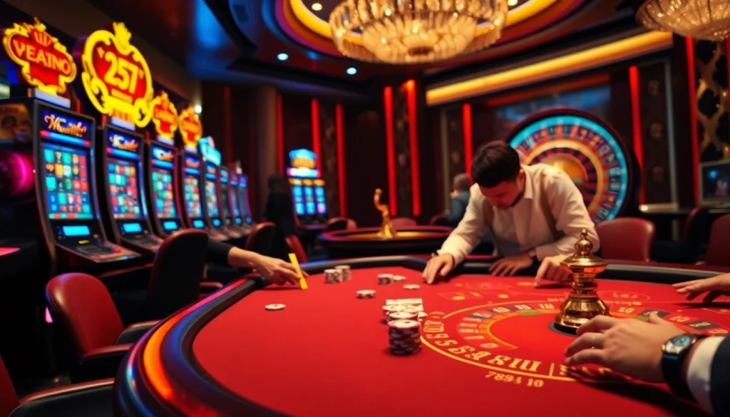 Experience thrilling action at 789f casino with poker, slots, and roulette games in a luxurious setting.