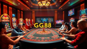 Players enjoying games on the GG88 online gambling platform, showcasing excitement and luxury.