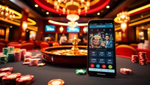 Experience the thrill of online gaming with Link F8bet at a vibrant casino setting.