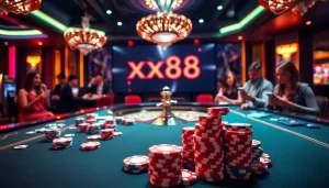 Play thrilling casino games at xx88 with vibrant tables and mobile betting options.