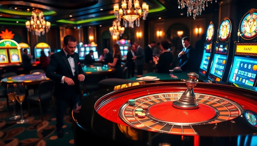 Players engaging in the thrilling environment of https://kjc.uk.com/ casino with roulette and poker.
