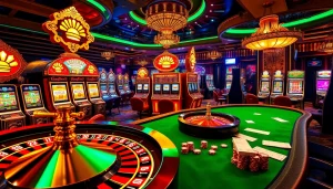 Experience excitement and luxury at https://www.6slots8.com/ with vibrant slot machines and a spinning roulette wheel.