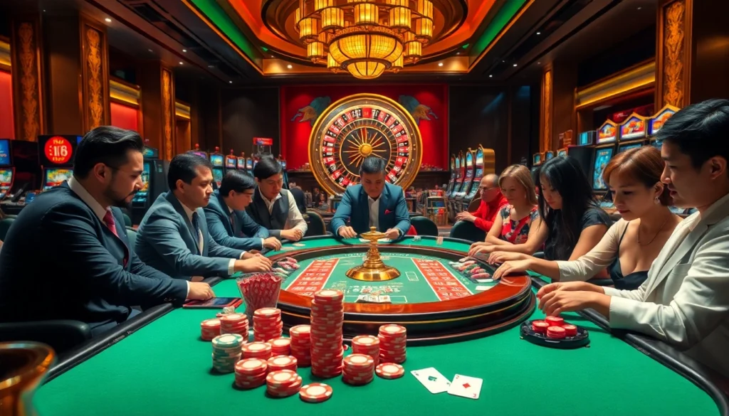 Engage in thrilling games at nhà cái hi88, featuring vibrant casino tables and exciting betting actions.