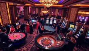 Experience the thrill of win55 at a luxurious casino filled with vibrant gaming tables and excitement.
