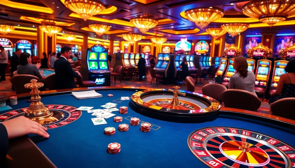 AX88 casino table with vibrant poker chips and a professional dealer at work