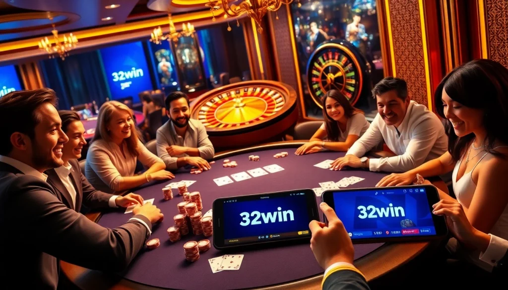 Experience the excitement of gambling at 32win trang chủ with a dynamic poker table and players.