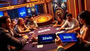 Experience the excitement of gambling at 32win trang chủ with a dynamic poker table and players.