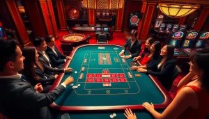 Exciting baccarat action at XX 88 casino with vibrant decor and enthusiastic players.