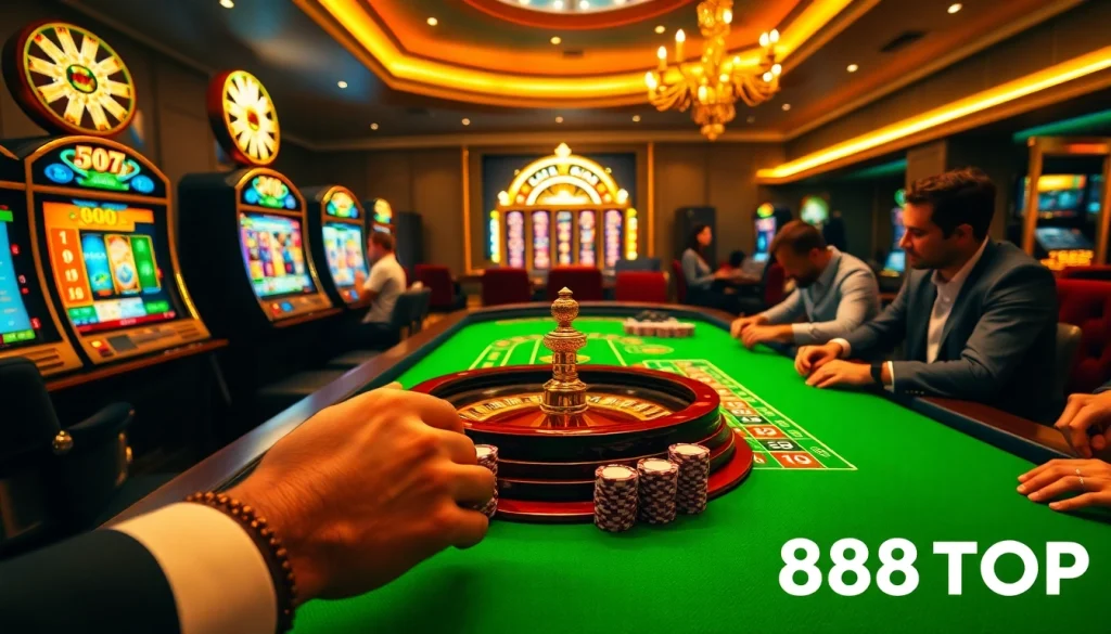 Experience the thrill of top-tier gaming at 888TOP's luxurious casino scene.