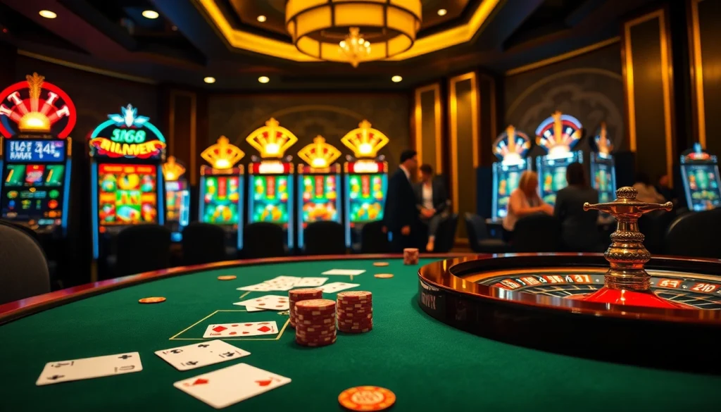 C168 gamblers placing bets at a luxurious casino table with cards and chips.