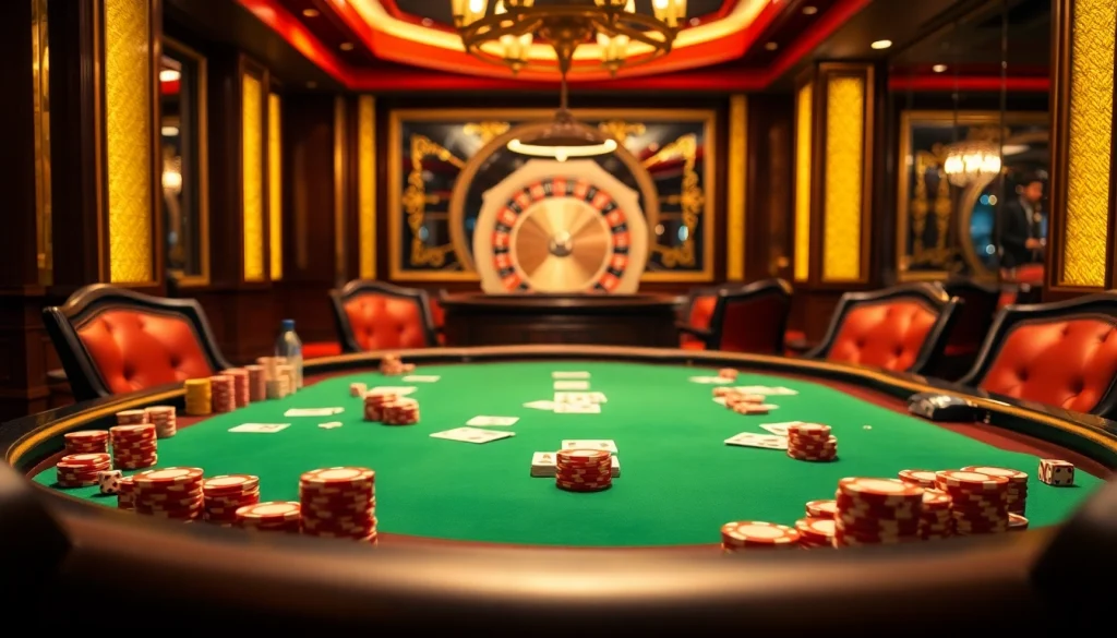 Nohu-themed poker chips adorn a luxurious casino table, setting the stage for high-stakes gambling.