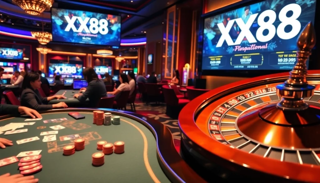 Experience excitement at XX88 with vibrant casino games, poker tables, and online gambling action.