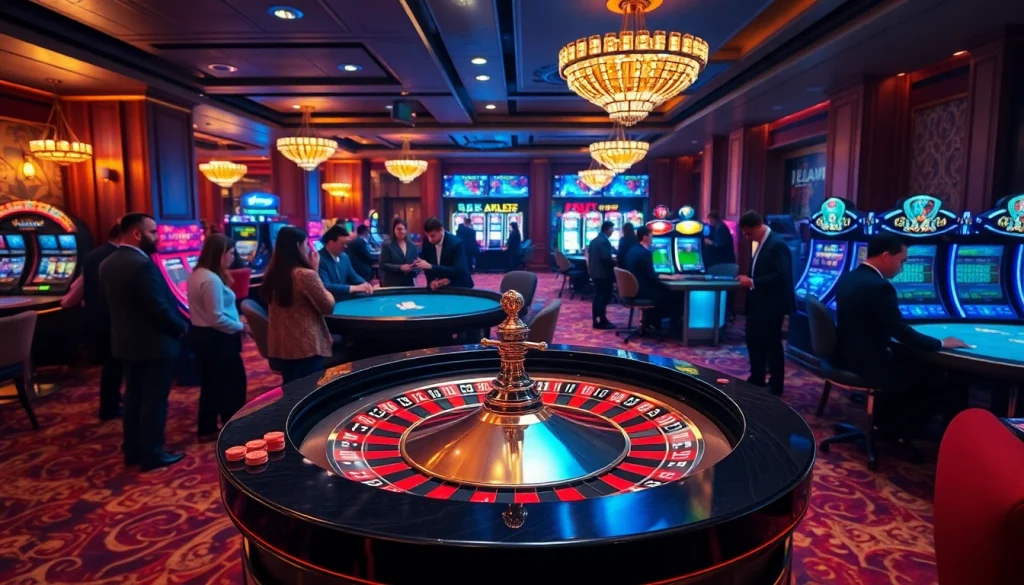 Players enjoying the thrill of the hit club at a luxurious casino roulette table.