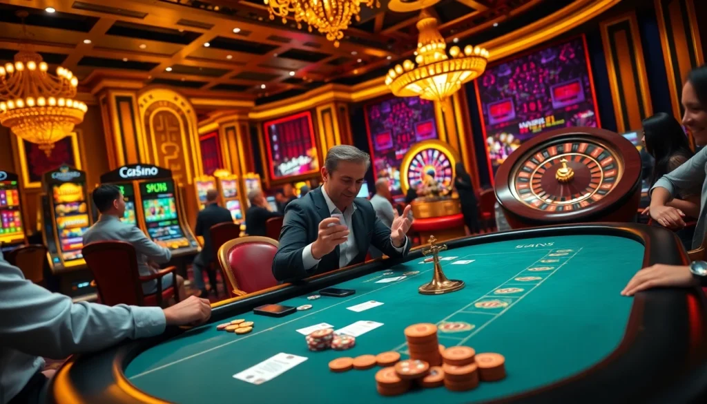 Engaging poker game scene at https://mk8th.net/ with vibrant casino atmosphere and live betting excitement.