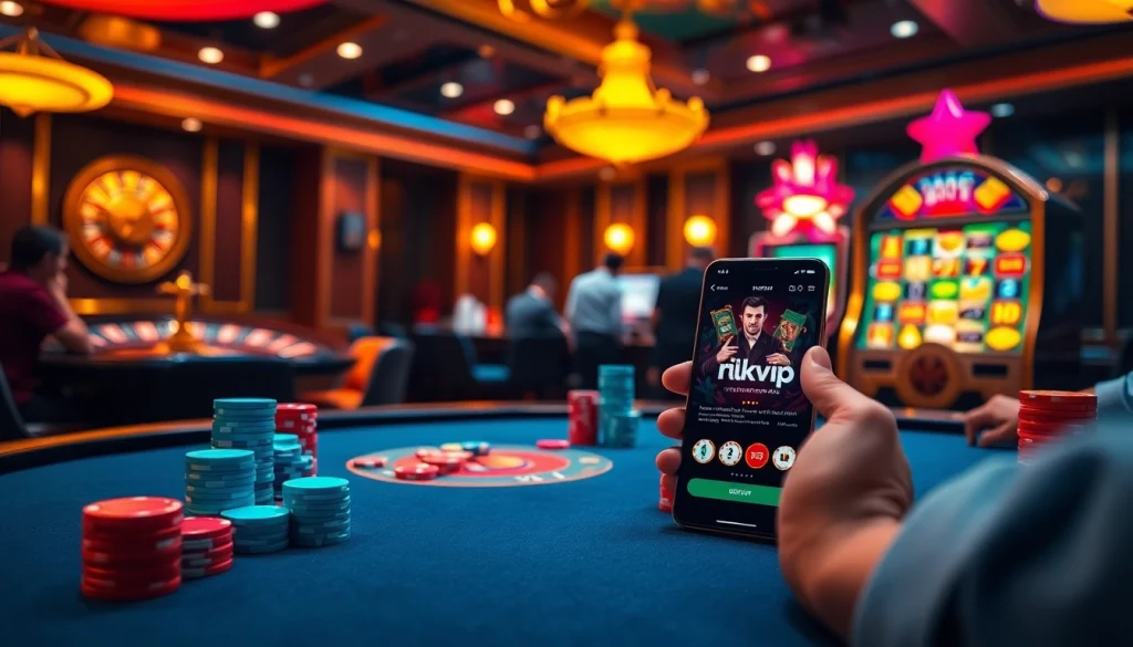 Experience excitement with rikvip at a luxurious casino poker table.