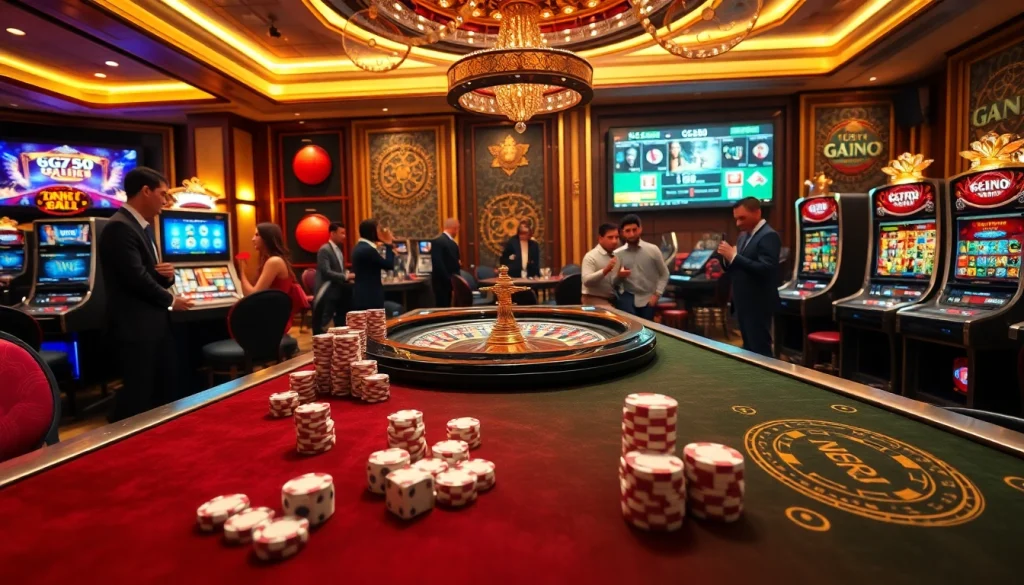 Experience thrilling gameplay at GG88 casino with vibrant gaming tables and excited players.