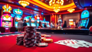 Players engaging with a roulette table at i9bet casino, surrounded by vibrant atmosphere and poker chips.