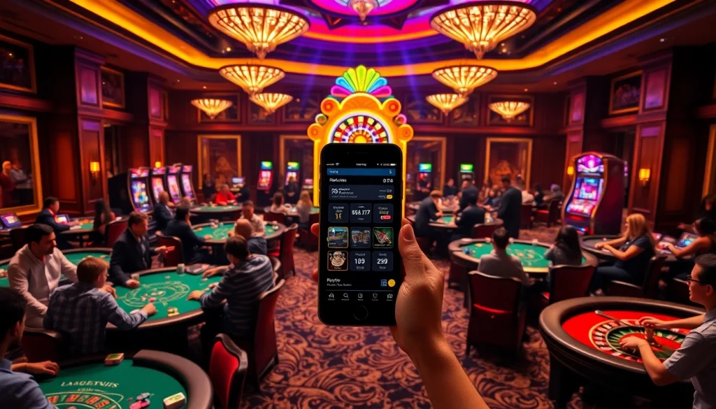 Players enjoying a thrilling game of poker at a luxurious casino with rikvip online interface showcased.