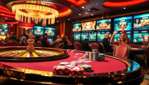 Players enjoying high-stakes gaming at the 79king casino, surrounded by vibrant chips and roulette action.