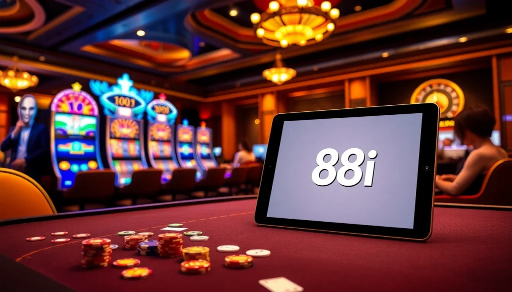 Players enjoying table games at the luxurious 88i casino, showcasing excitement and engagement.