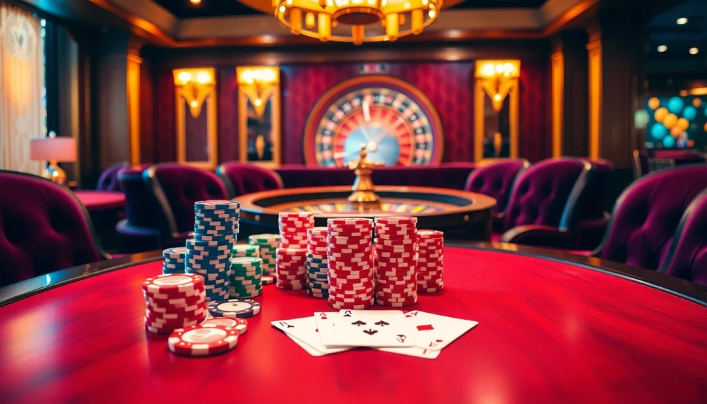 Experience the thrill of winning at 789club with poker chips and cards in an elegant casino setting.