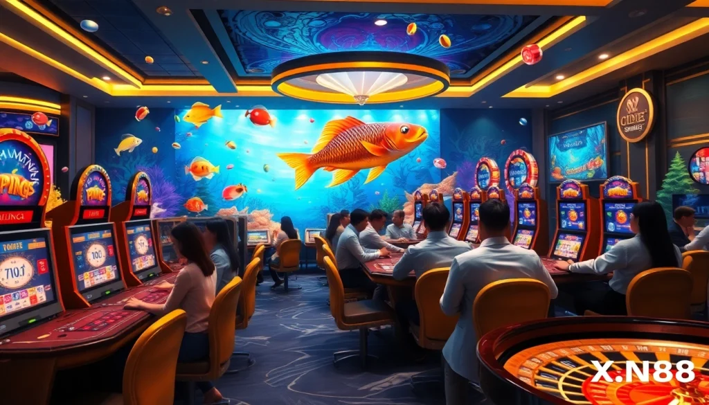 Bắn cá xn88 game interface showcasing players engaged in thrilling underwater gameplay.