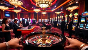 Experience high-stakes gaming at mk8's vibrant casino scene with roulette and poker tables.