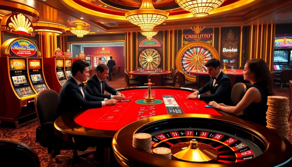 Experience a high-stakes poker game at https://33wins.it.com with luxurious ambiance and vibrant casino elements.