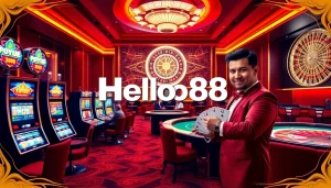 Experience exhilarating roulette and card games at Helloo88 casino interface.