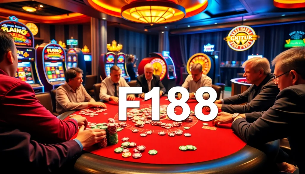 Experience the thrill of F168 casino gaming with intense poker action and vibrant slot machines.