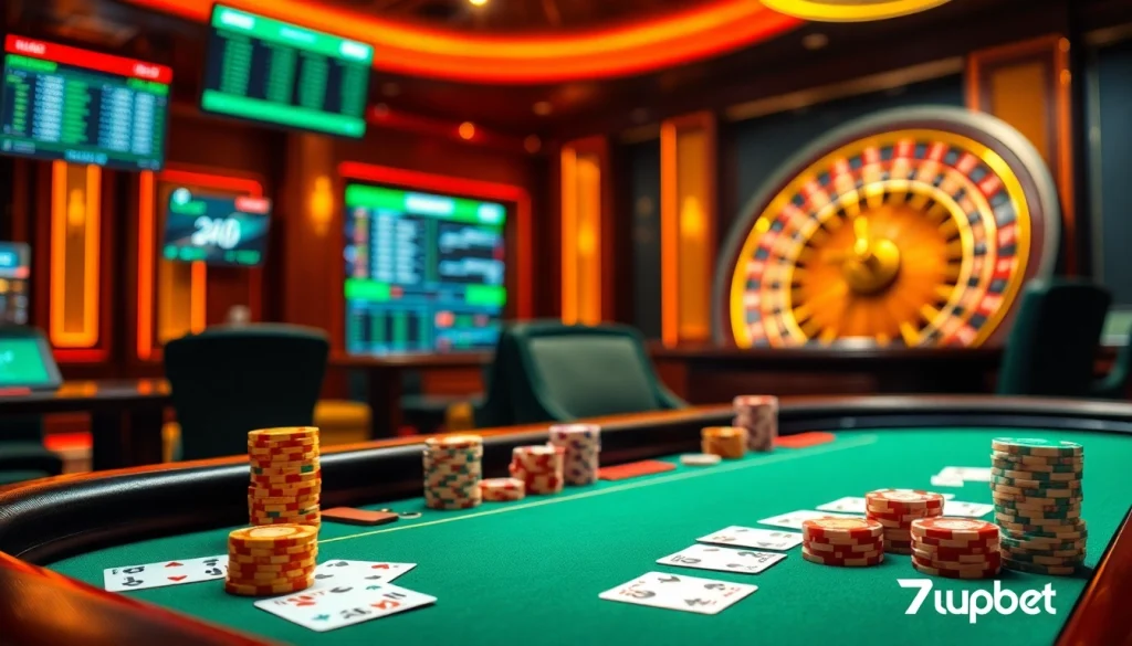 Betting at a luxurious poker table with 7upbet online gambling experience.