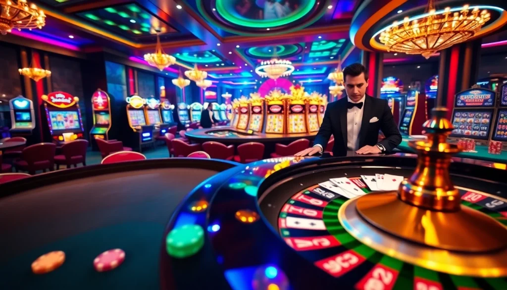 RR88 betting chips and roulette table captivating gamblers in a luxurious casino scene.