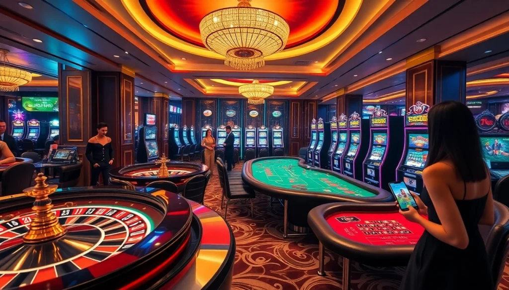 Experience high-stakes gaming at hm88 com vn with roulette wheels and vibrant slot machines.