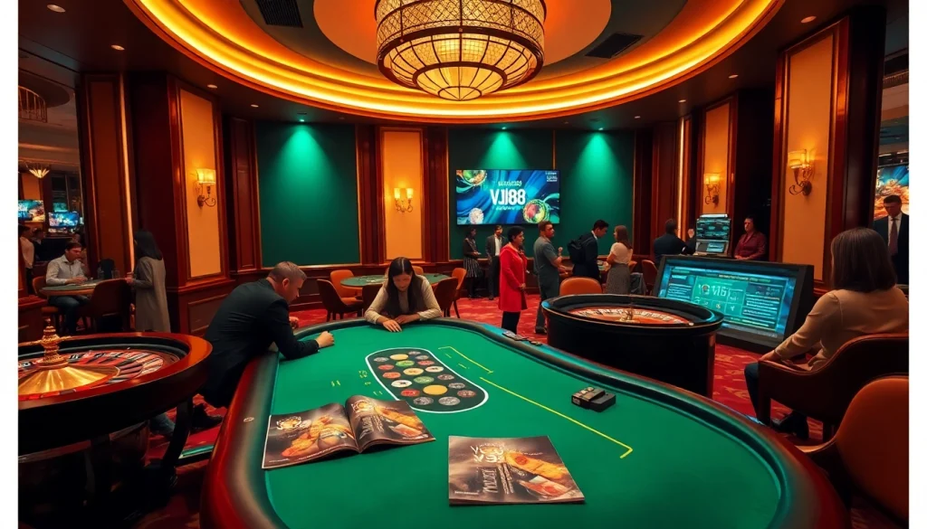 VJ88 showcases an exciting casino scene with players at a poker table.