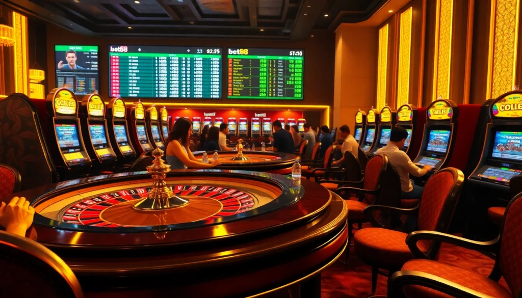 Engaged players enjoying the thrilling kèo nhà cái bet88 at a luxurious casino table.