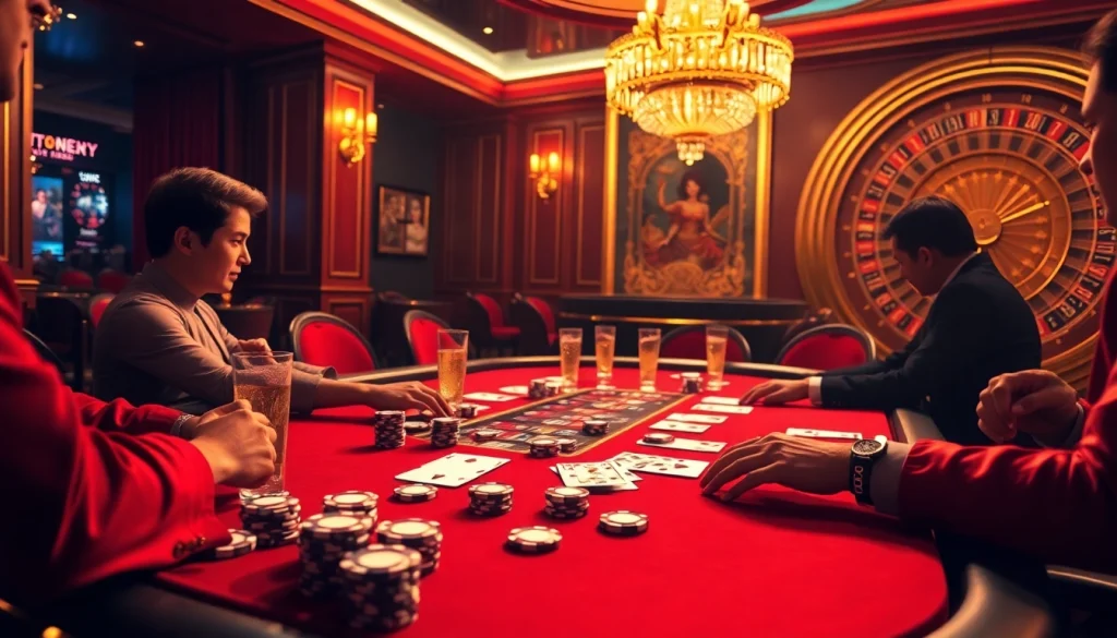 Experience a thrilling game of poker at ClubGG with friends around a luxurious casino table.