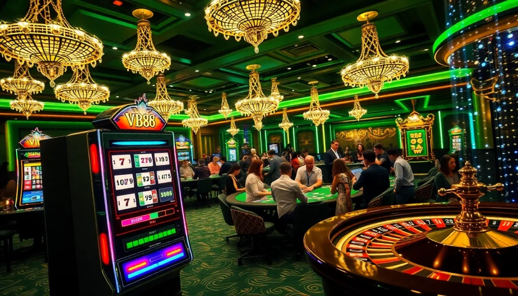 Experience the thrill of the VB88 slot machine amidst a luxurious casino atmosphere.