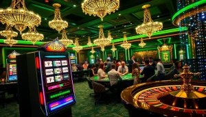 Experience the thrill of the VB88 slot machine amidst a luxurious casino atmosphere.