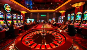 Join the excitement at kkwin with a vibrant casino scene featuring roulette and poker.