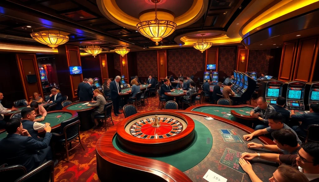 Experience the thrill of gambling at https://kk55.fit/ with vibrant casino tables and excited players.