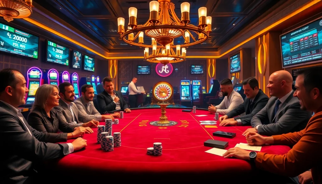 Experience thrilling action at Luongson TV's vibrant casino atmosphere with poker chips and roulette.