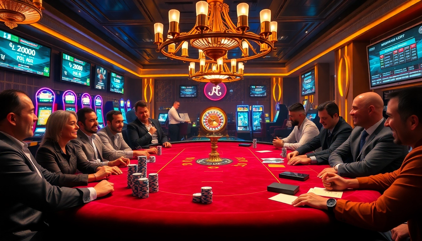 Experience thrilling action at Luongson TV's vibrant casino atmosphere with poker chips and roulette.