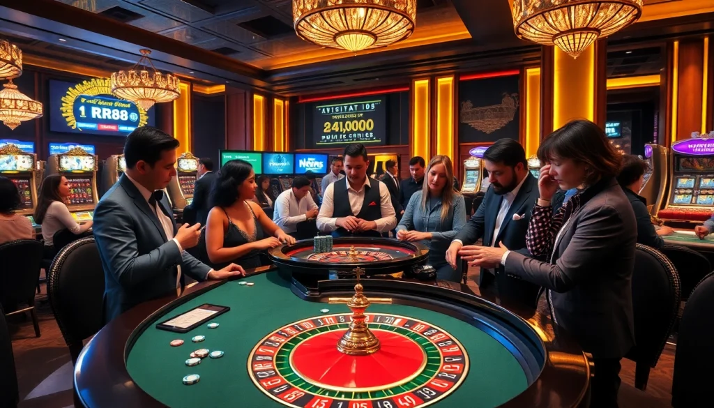 Players enjoying diverse gambling experiences at RR88, with engaging games and vibrant casino atmosphere.