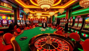 Experience the thrill of winning at 8Xbet with vibrant casino tables, professional dealers, and sparkling slot machines.