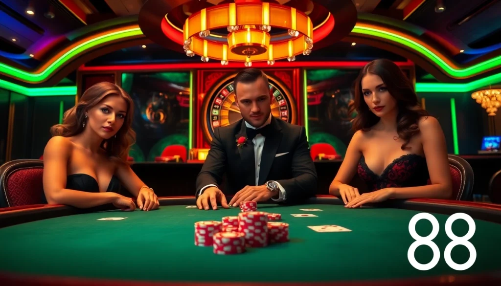 Players strategizing at a poker table showcasing the thrill of gambling at hz 88.