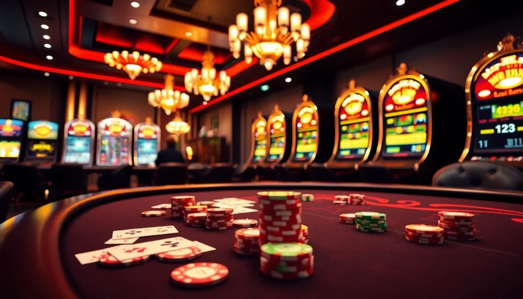 Experience the thrill of eejl88888 com with vibrant casino visuals featuring poker chips and roulette.